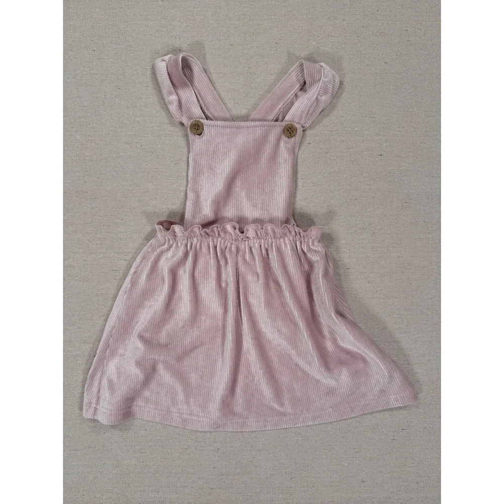Kit + Pearl Girls 4T Pink Corduroy Jumper Dress Ruffle Strap Pinafore